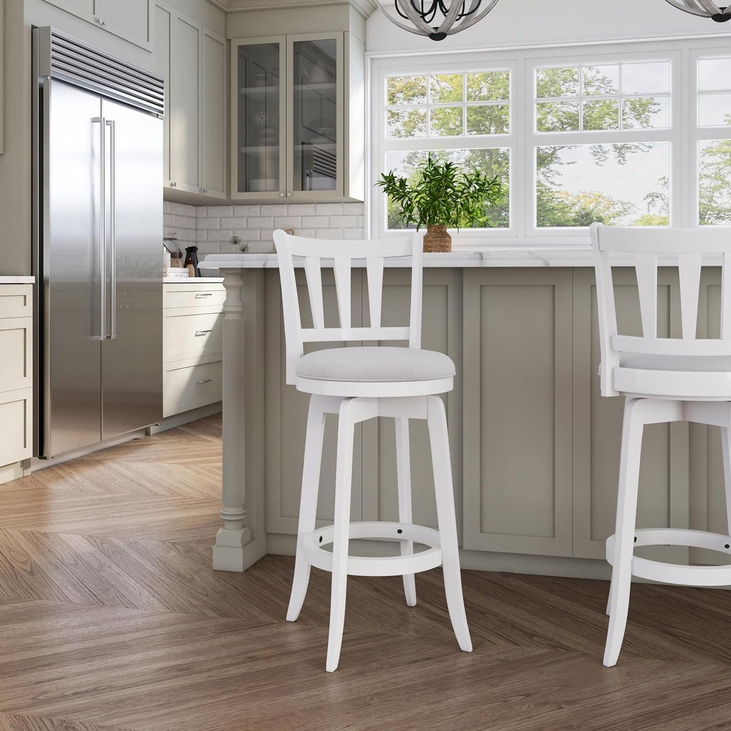 HILLSDALE Presque ISLE Wood BAR Height Swivel Stool White