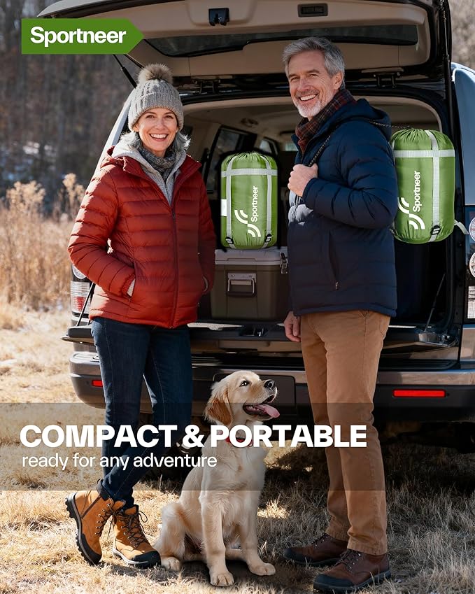 Sportneer 0 Degree Wearable Sleeping Bag for Adults & Kids – Walkable with Arm Zippers, Waterproof & Warm, Compact for Camping, Stadiums, Travel, Backpacking & Car Use