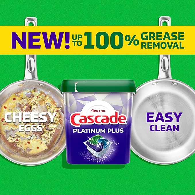 Cascade Platinum Plus Dishwasher Pods, Dish Detergent Soap, Clean Scent, 62 Count
