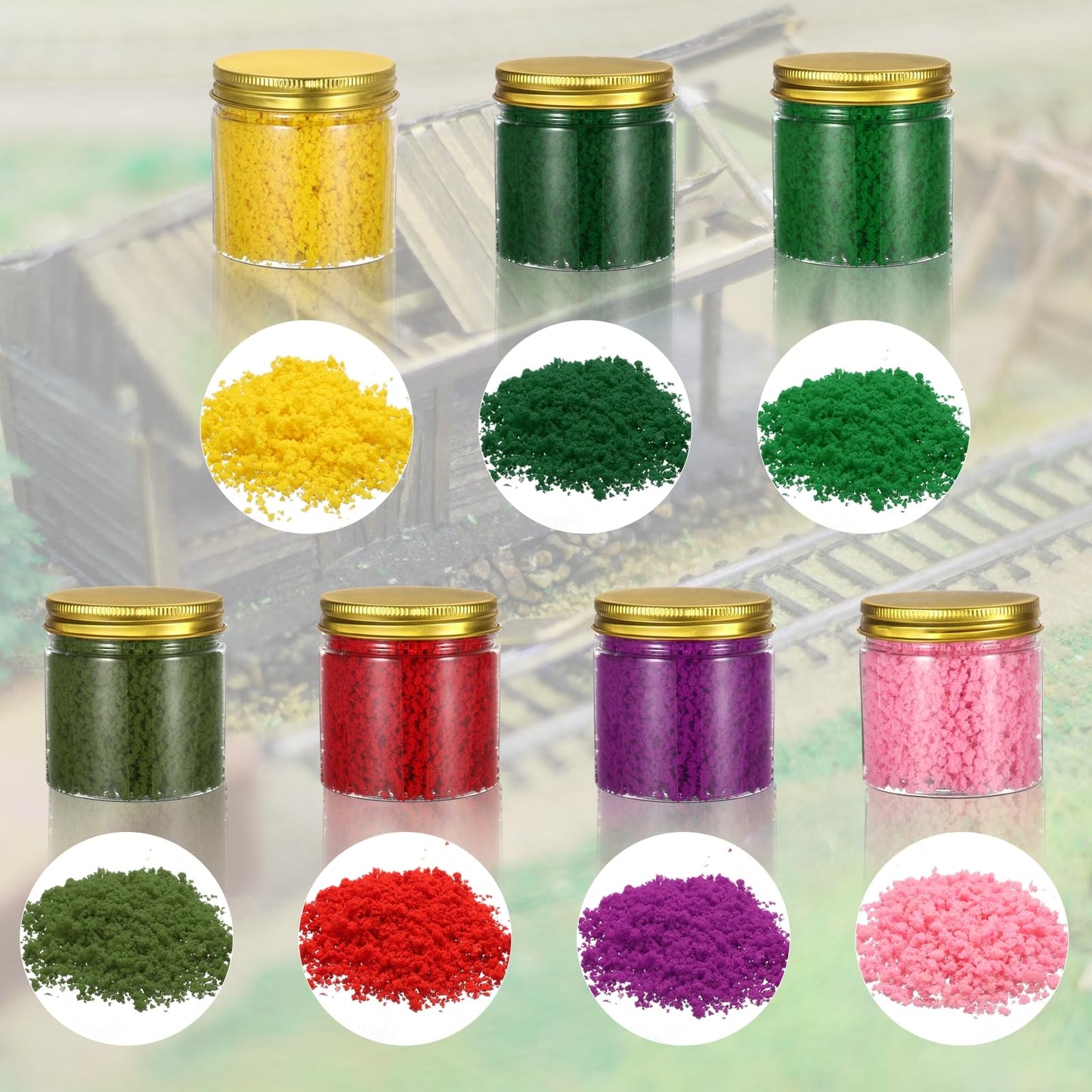 CoCud Model Flower Grass, 185ml Capacity, Fake Miniature Flower Grass Tree Sponge Green/Yellow - (Applications: DIY Dollhouse Fairy Garden Model Railway Landscape), 2-Pieces