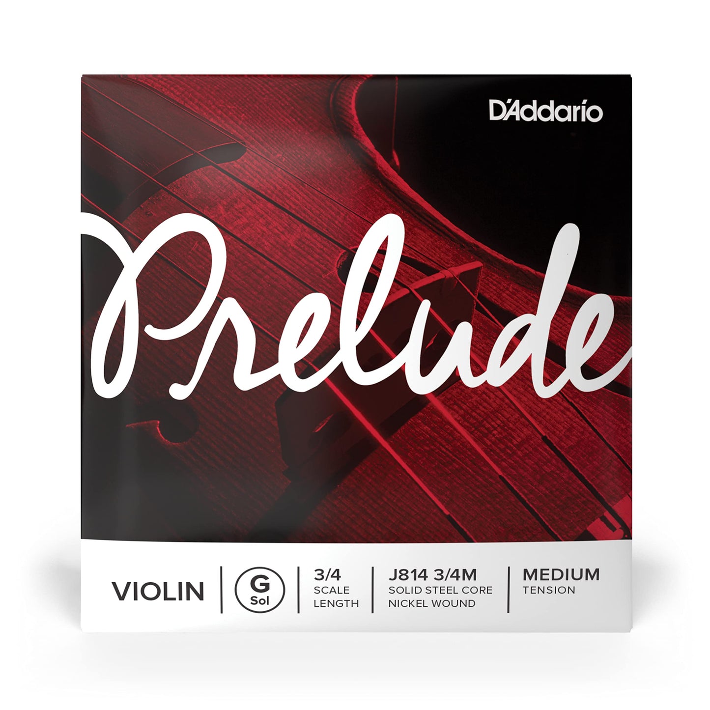 DAddario Prelude Violin Strings, J814 3/4M, Medium Tension, 3/4 Scale, Single G String