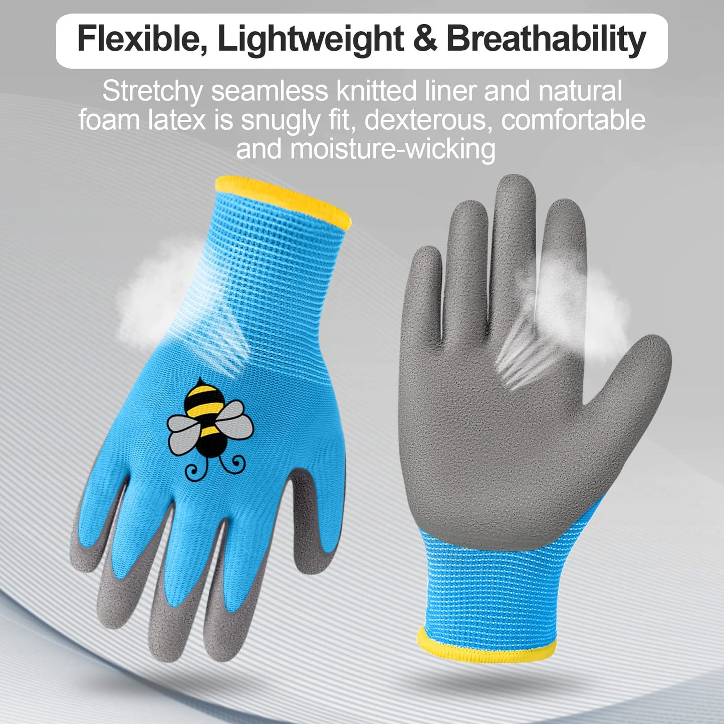 Yumoin 12 Pairs Kids Gardening Gloves Children Yard Work Glove Rubber Coated Garden Gloves for Girls Boys Toddlers Youth Outdoor (Small (Age 3-5))