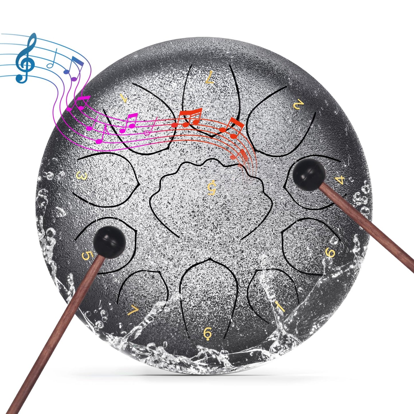 Professional Steel Tongue Drum for Adults & Kids - 10 inch Hand Percussion Instrument Rain Drum with 11 Notes for Yoga, Meditati