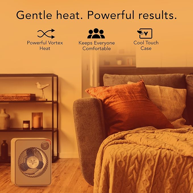 Vornado VMHi500 Whole Room Metal Space Heater, Digital Thermostat, Remote Control, Auto-Climate Control, 12-Hour Timer, Vortex Heat Circulation, Heater for Bedroom, Home, and Living Room, White