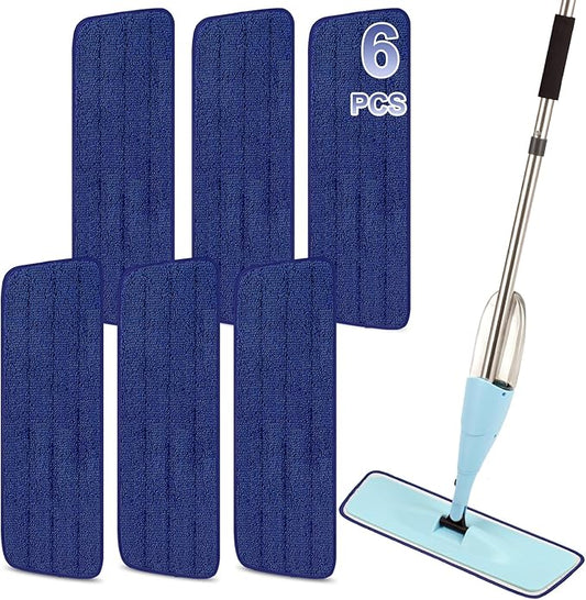 16.5 Inch Reusable Mop Pads Microfiber Spray Mop Replacement Heads for Wet/Dry Mops Compatible with Bona Floor Care System (6 Pack)