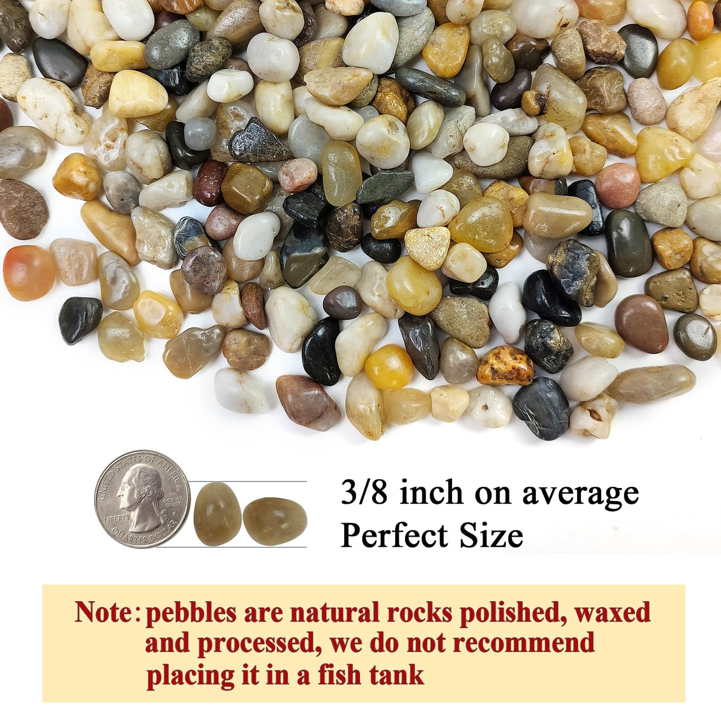 FANTIAN 5 lbs Polished Pebbles, 3/8 Inch Pea Gravel for Plants, Decorative Stones River Rocks for Succulent Soil Cover, Cactus, Aquarium, Vase and Outdoor Garden Landscaping