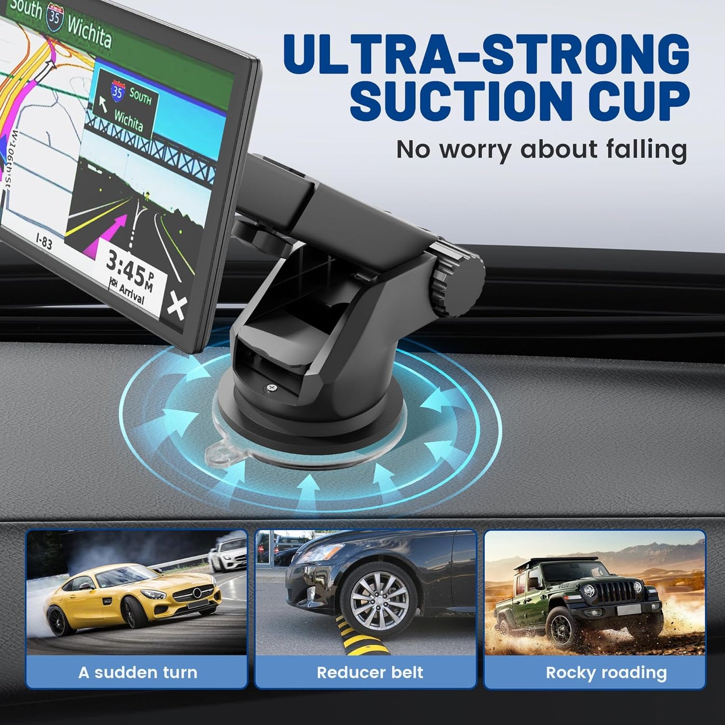 EWAY for Garmin GPS Mount w/Telescopic Extension Arm, Replacement Dash Ball Mount Holder for Dashboard Windshield Windscreen for Garmin Nuvi RV Dezl Drive Drivesmart Zumo Driveassist DriveLuxe