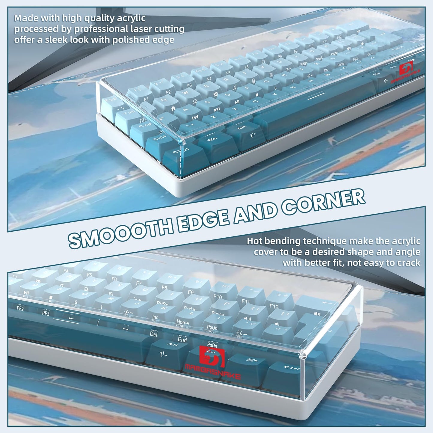 Ziyou Lang Kc01 Acrylic Clear Transparent Keyboard Cover(11.5*4.1*1.14) With Dustproof Waterproof Anti-Hit Anti-Cat Protective C