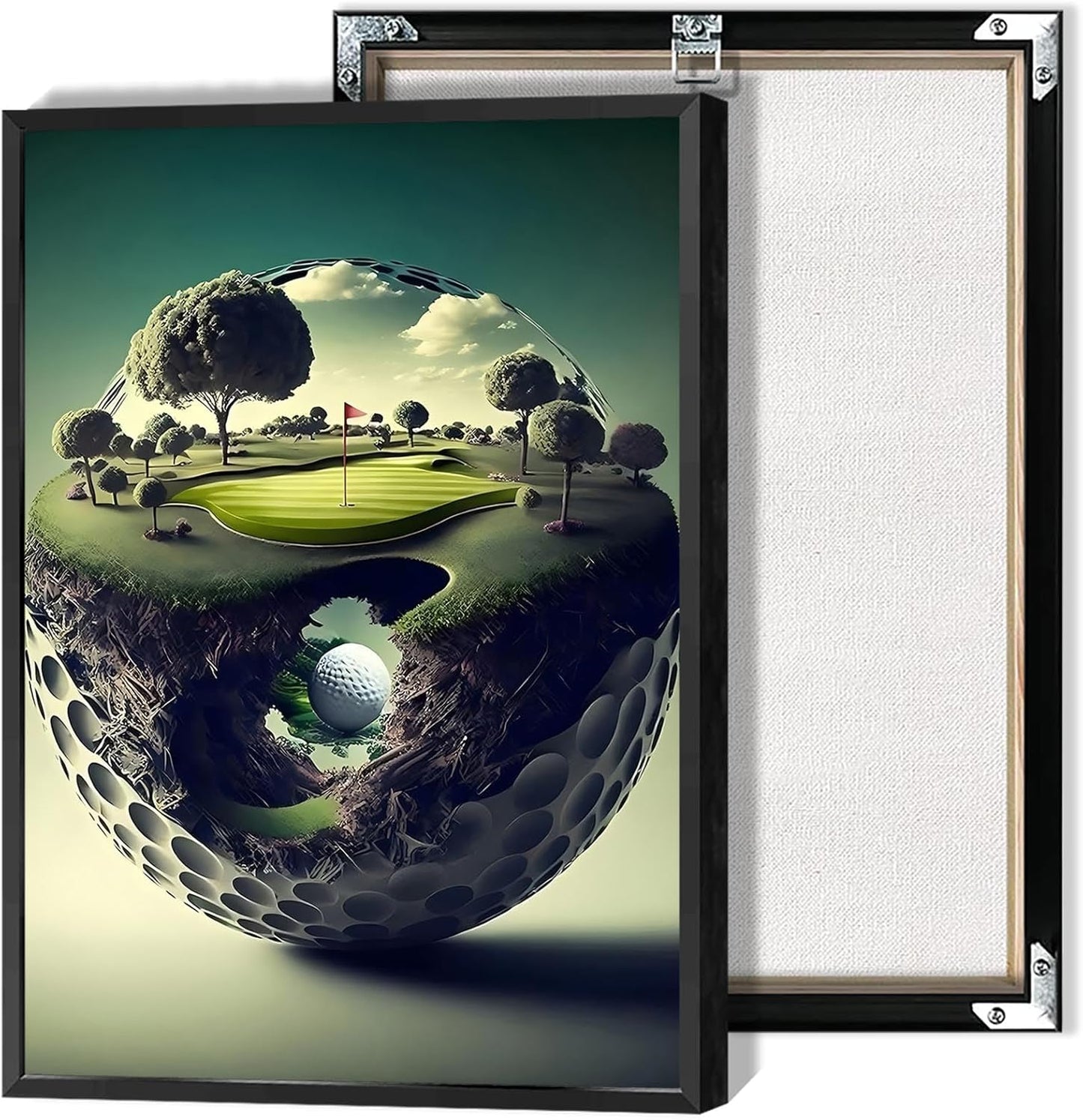 Funny Golf Course Poster Golf Landscape Canvas Wall Art Unique Sport Scenery Artwork Picture Prints Painting For Living Room Bedroom Office Wall Decor 12x16in Framed
