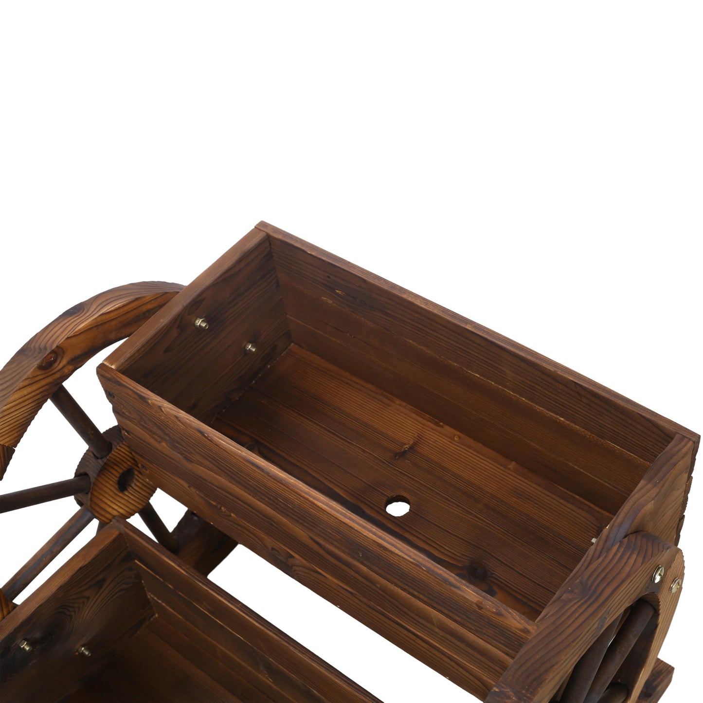 Wooden Wagon Planter Box, Garden Planter with Wheels, Decorative Planter Raised Garden Bed for Flowers Herbs Vegetables, Wooden Flower Cart with Wheels for Indoor Outdoor Home Decor