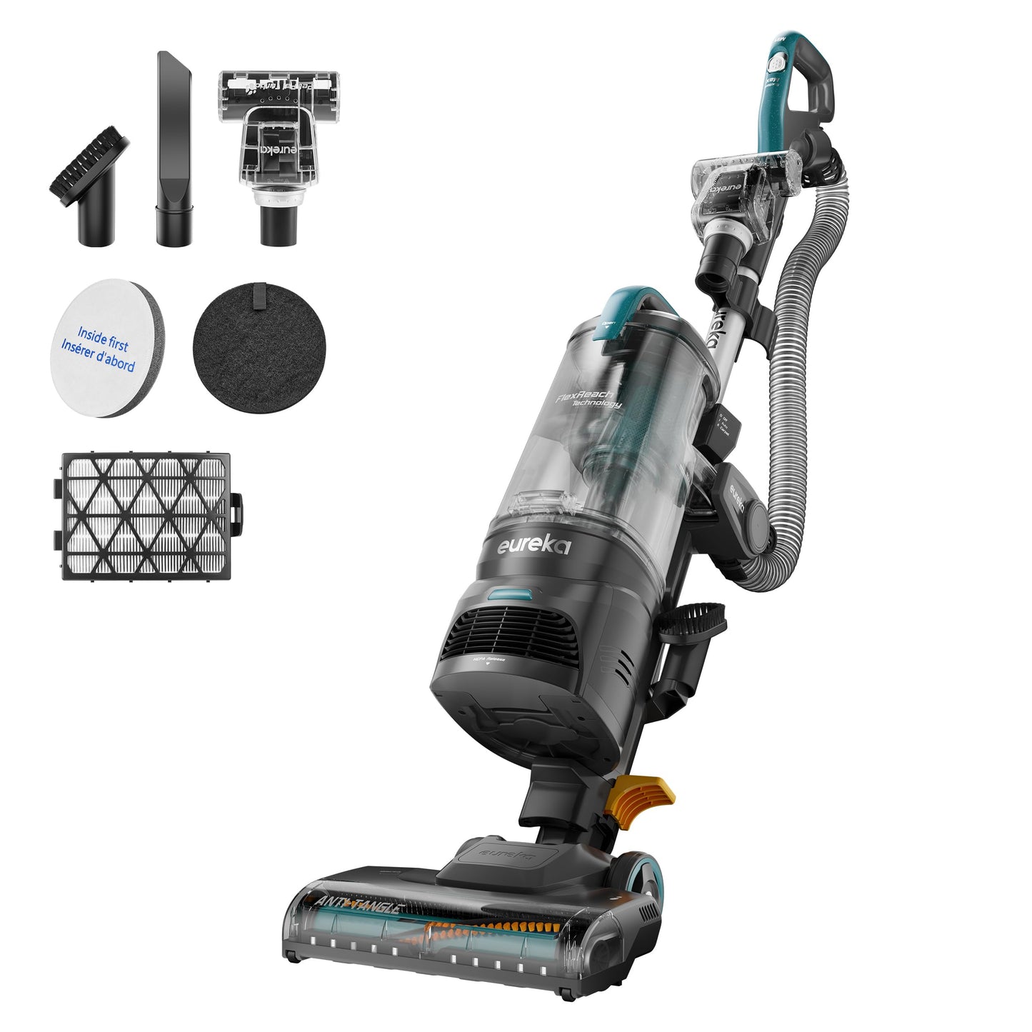 Eureka FlexReach Plus Bagless Upright Vacuum Cleaner for Home,Pet Vacuum for Carpet and Hard Floor, Lift-Up Vacuum with Flooring