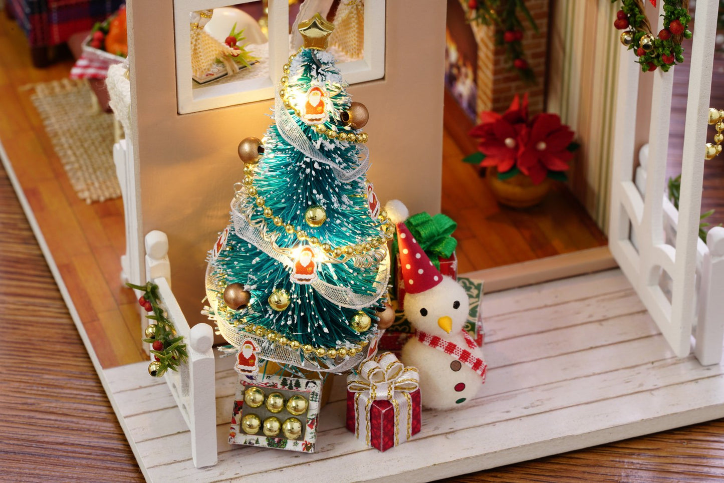 Christmas DIY Miniature Dollhouse Kits - Wooden Mini Model House with LED Lights, Tiny Furniture & Accessories – Craft Building Kits for Adults – Birthday Valentine's Gift - Holiday Times