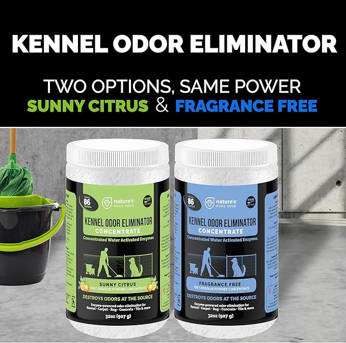 Kennel Odor Eliminator Concentrate – Enzyme Powder for Pet Odor, Urine & Poop – Safe for Carpets, Crates, and floors – Makes 86 Gallons – Sunny Citrus Scent- Industrial Pet Urine Odor Eliminator