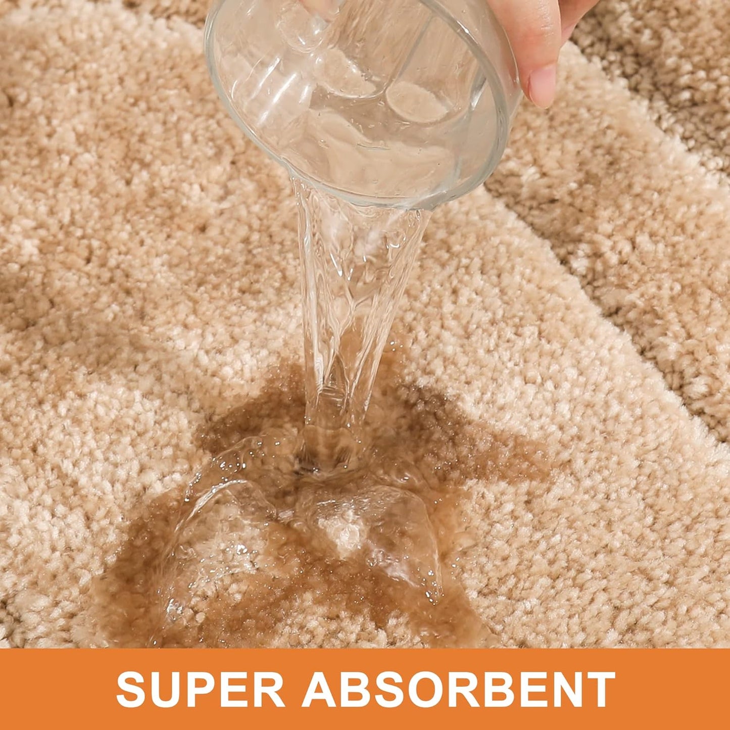 BEQHAUSE Bathroom Rug Non-Slip Bath Mat Soft and Absorbent Shower Mat Polyester Microfiber Machine Washable Bathroom Rugs Beige 24"x36"