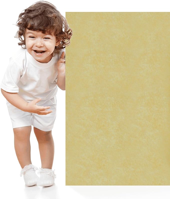 50 Gold Parchment 60# Text (=24# Bond) Paper Sheets - 12" X 18" (12X18 Inches) Large|Poster Size - 60 Pound is Not Card Weight - Vintage Colored Old Parchment Semblance