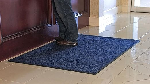 Guardian Floor Protection 94020720 Platinum Series Indoor Wiper Floor Mat, Rubber with Nylon Carpet, 2' Length, 7' Width, Blue