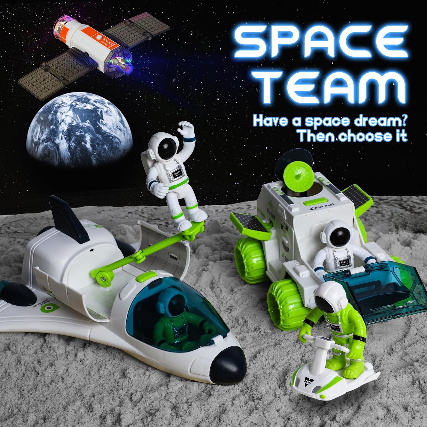 TOY Life Space Rocket Toys for Kids Shuttle Toy with Astronaut Figure and Rover for Boy 5-12 Kid Spaceship Planet Stem for Boys & Girls