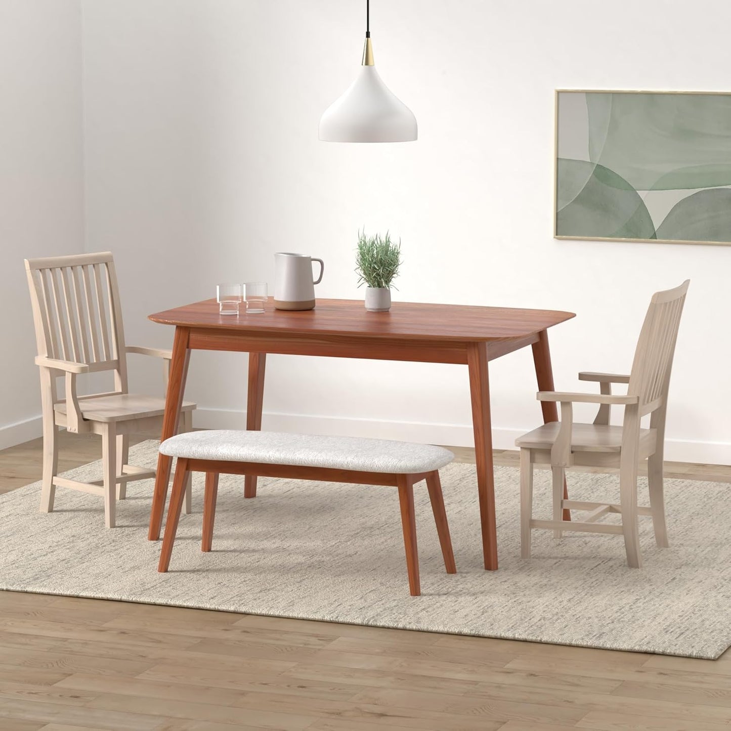 IC International Concepts Mission Side Chair with Arms Solid Parawood, Box Seat Construction, Kitchen/Dining, 22"W x 21"D x 39"H, 225 Lbs Wt. Capacity, DIY, Paint/Stain In Any Color, Unfinished