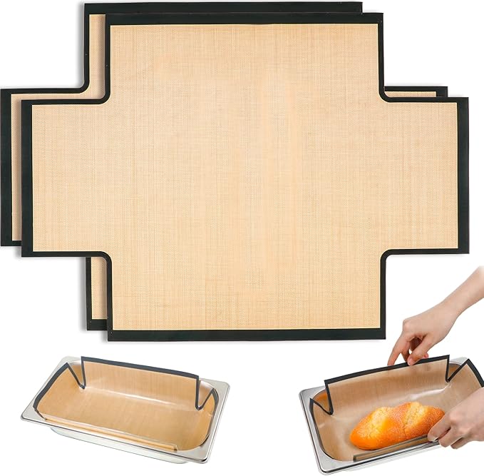 2Pcs 9x5" Baking Loaf Pan Liners Silicone Bread Loaf Pan Liner for Baking Reusable Bread Pans Liner Nonstick Silicone Breads Mat Sling