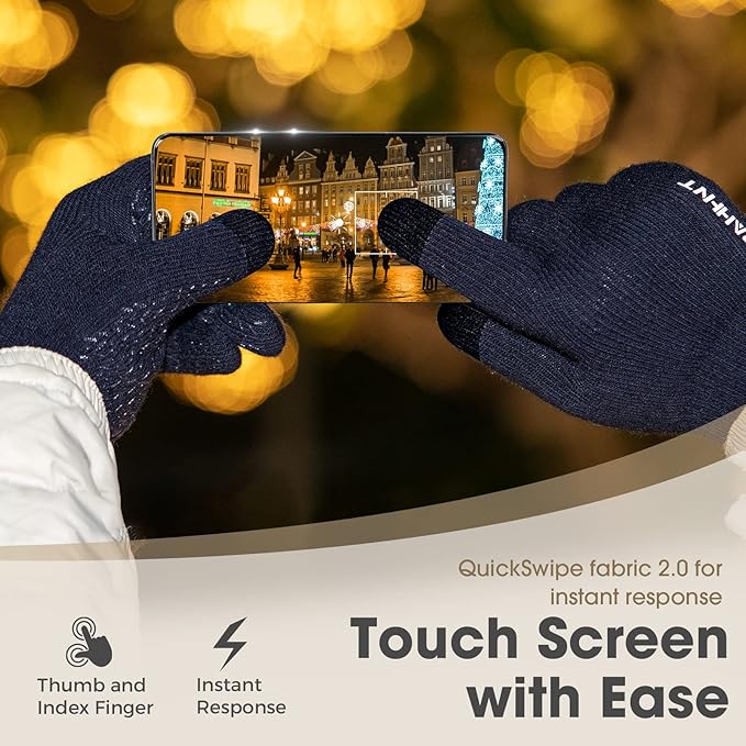 Rahhint Wool Winter Gloves Men Women Fleece lined Knit Gloves with Touchscreen Fingers Insulated Gloves Keep Hand Warm Gift