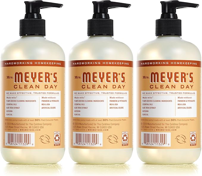 MRS. MEYER'S CLEAN DAY Hand Soap, Made with Essential Oils, Oat Blossom, 12.5 fl. oz - Pack of 3
