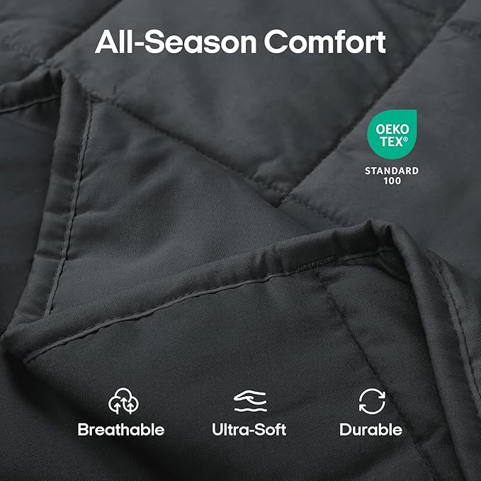 ZonLi Weighted Blanket for Adults (80"x87", 20lbs, Dark Grey) King Size High Breathability Cooling Heavy Blanket, Soft Material with Premium Glass Beads, All-Season, Easy Care