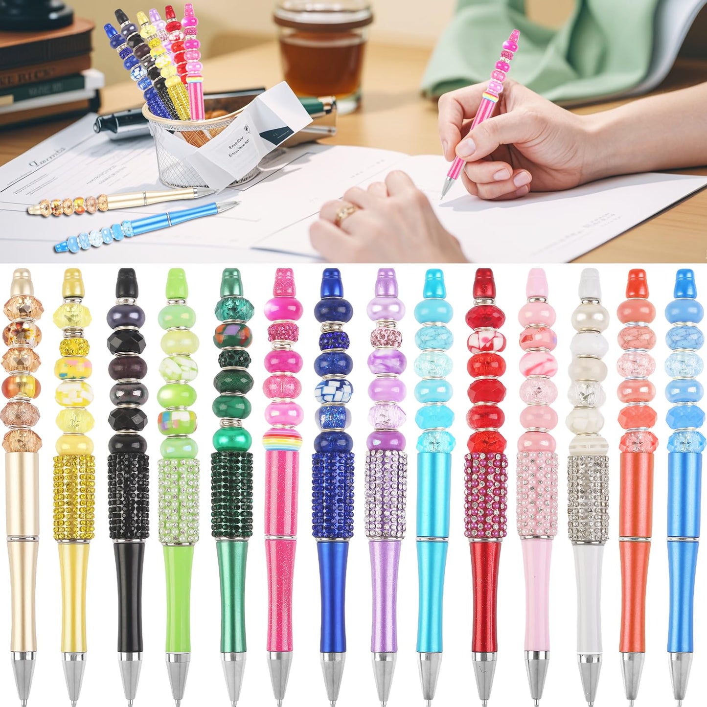 200 Pieces Large Hole Beads Spacer Bead Mixed Assorted European Craft Big Beads Large Hole Lampwork Murano Fairy Wand Garden Bead for DIY Pens Charms Bracelet Necklace Keychain Jewelry Making Supplies