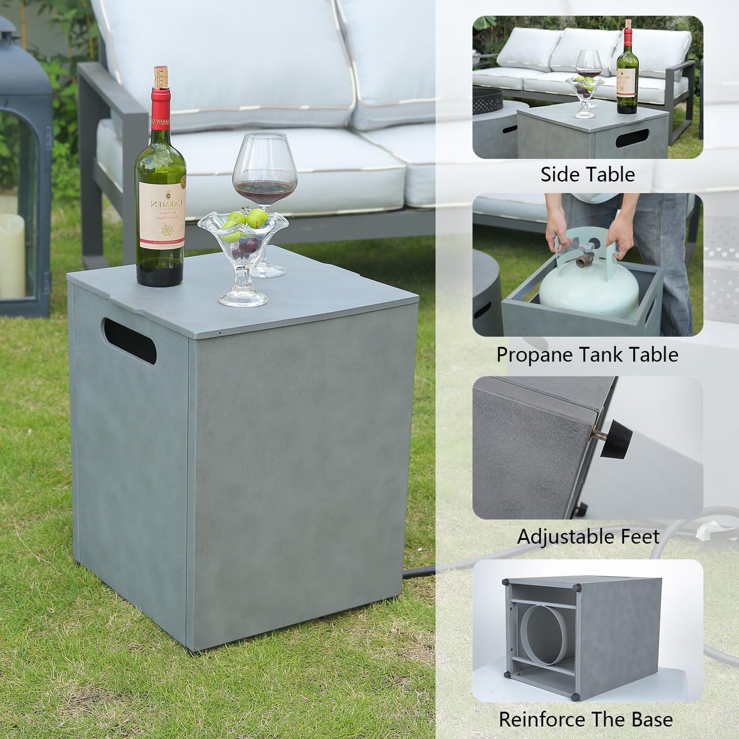 3-in-1 Fire Pit Table, 65000 BTU Outdoor Fire Pit, Includes Tank Table, Wind Guard, Rain Cover, and Grilling Tray; CSA-Certified, Gas Fire Pits for Outside Patio