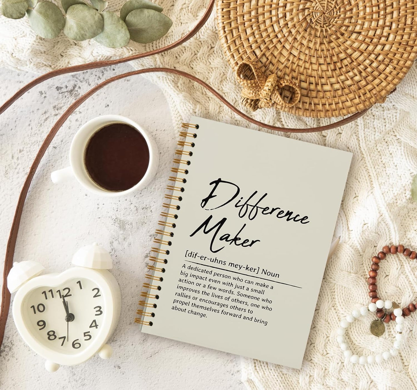 OXW Beige Notebooks for Work, Difference Maker Gift Meeting Notebook Journal for Writing, Employee Appreciation Gifts, Thank You Gifts for Women Men Leader Mentor Boss Manager, 5.5"x8.3"