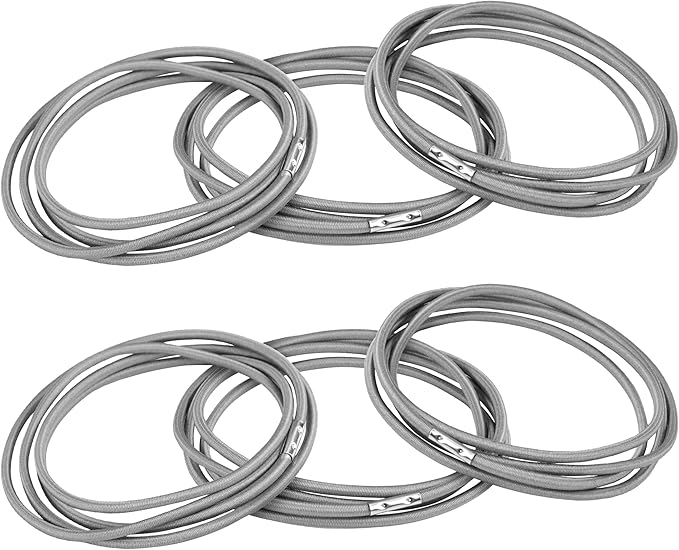 Trash Can Rubber Bands Set of 6 - Elastic Garbage Can Bands with Metal Connector, Fits 13 to 33 Gallon Trash Bags - Gripper Trash Can Bands for Waste Baskets, Grey