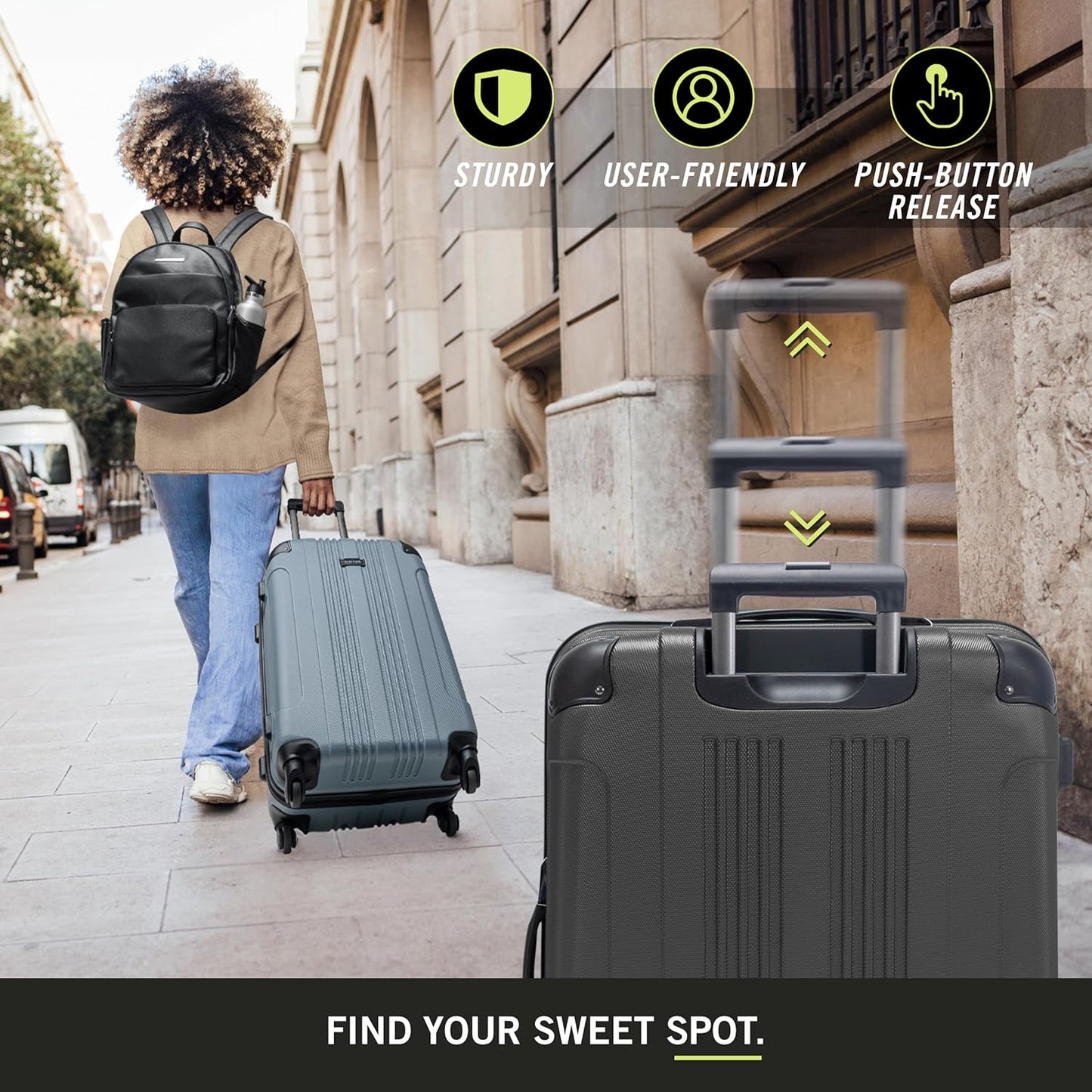 Kenneth Cole REACTION Out of Bounds Lightweight Hardshell 4-Wheel Spinner Luggage, Charcoal, 2-Piece Set (20" & 28")