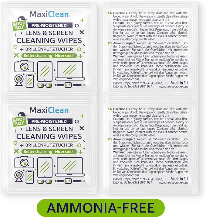 440 Pack Lens Wipes for Eyeglasses Pre-Moistened, Individually Wrapped Streak-Free Cleaning for Glasses & Laptop Screens, Glasses Cleaner Wipe Bulk 5.5 x 4.7 Inch, Sunglasses & Phone Wipe