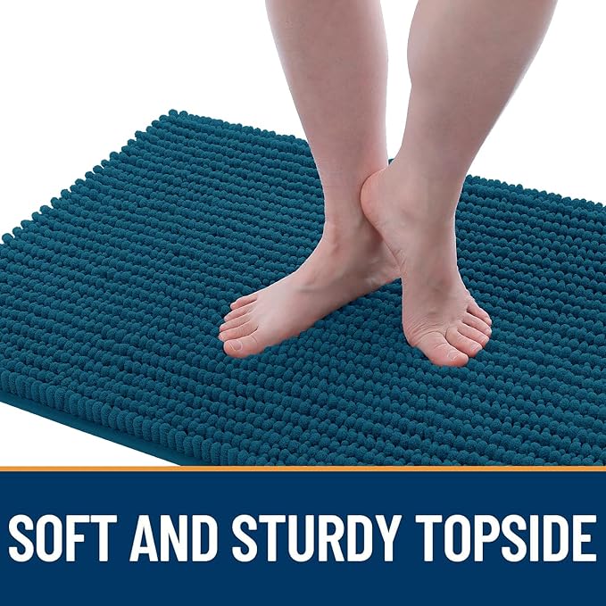 OLANLY Dog Door Mat for Muddy Paws 24x16, Ultra Absorbent Chenille Mud Doormat, Non-Slip Washable and Dirt Trapping Doormat for Indoor Entryway, Quick-Dry Indoor Pet Bed Mats for Dogs, Atlantic Blue