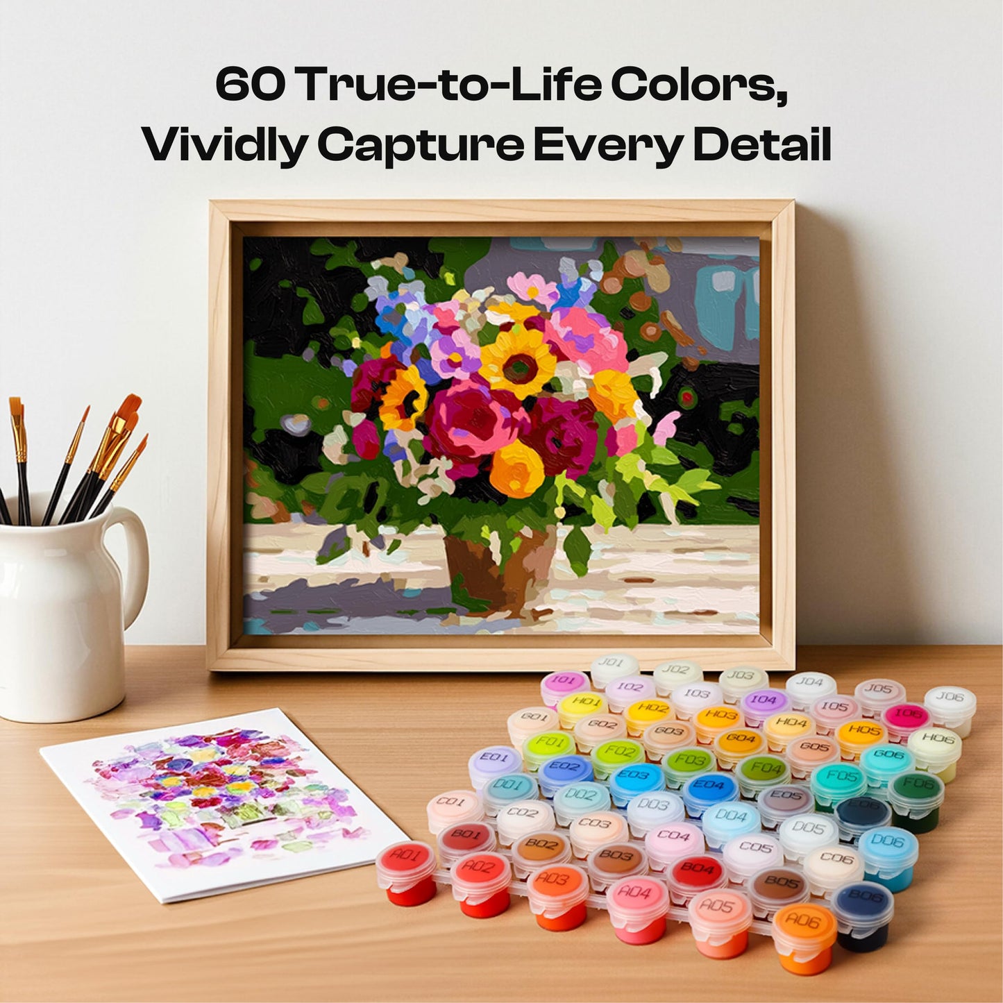 Caydo 4 Pack Custom Paint by Numbers Kit for Adults, Turn Your Photo into Paint Templates via App, A4 Canvases, 10 Brushes & 60 Colors, Relaxing Crafts Gift for Dog Lovers to Create Home Wall Art