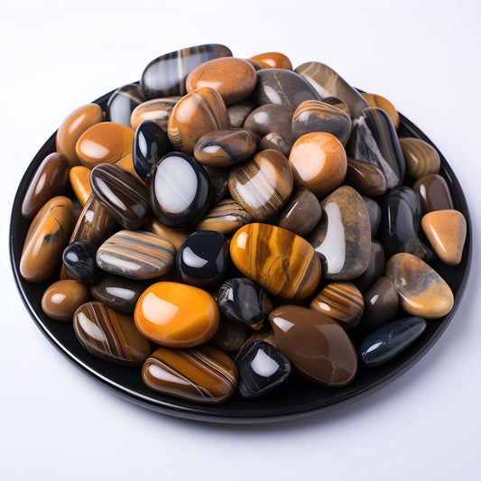 SigMntun Polished Tigers Eye Crystals - 72 Pcs, 0.5" 10 oz Handpicked Natural Tumbled Gemstones Rocks, Pebbles for Reiki, Chakra, Healing Home Decor