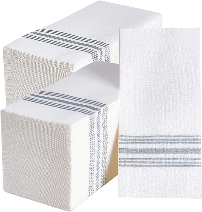 Vplus 300 PACK Guest Towels Disposable Bathroom, Decorative Bathroom Napkins Cloth Feel, Soft, and Absorbent Disposable Paper Hand Towel for Dinners, Kitchen, Parties, Weddings, Christmas Party