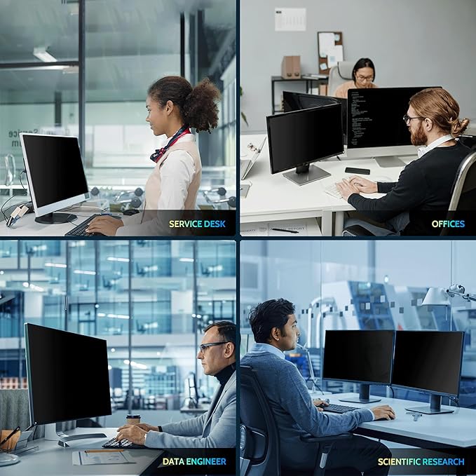 [2 Pack] 32 Inch Privacy Screen for Computer Monitor 16:9 Aspect Ratio, Eye Protection Anti Blue Light Glare Shield, 32inch Removable Black Blackout Anti Spy Desktop Security Private Filter