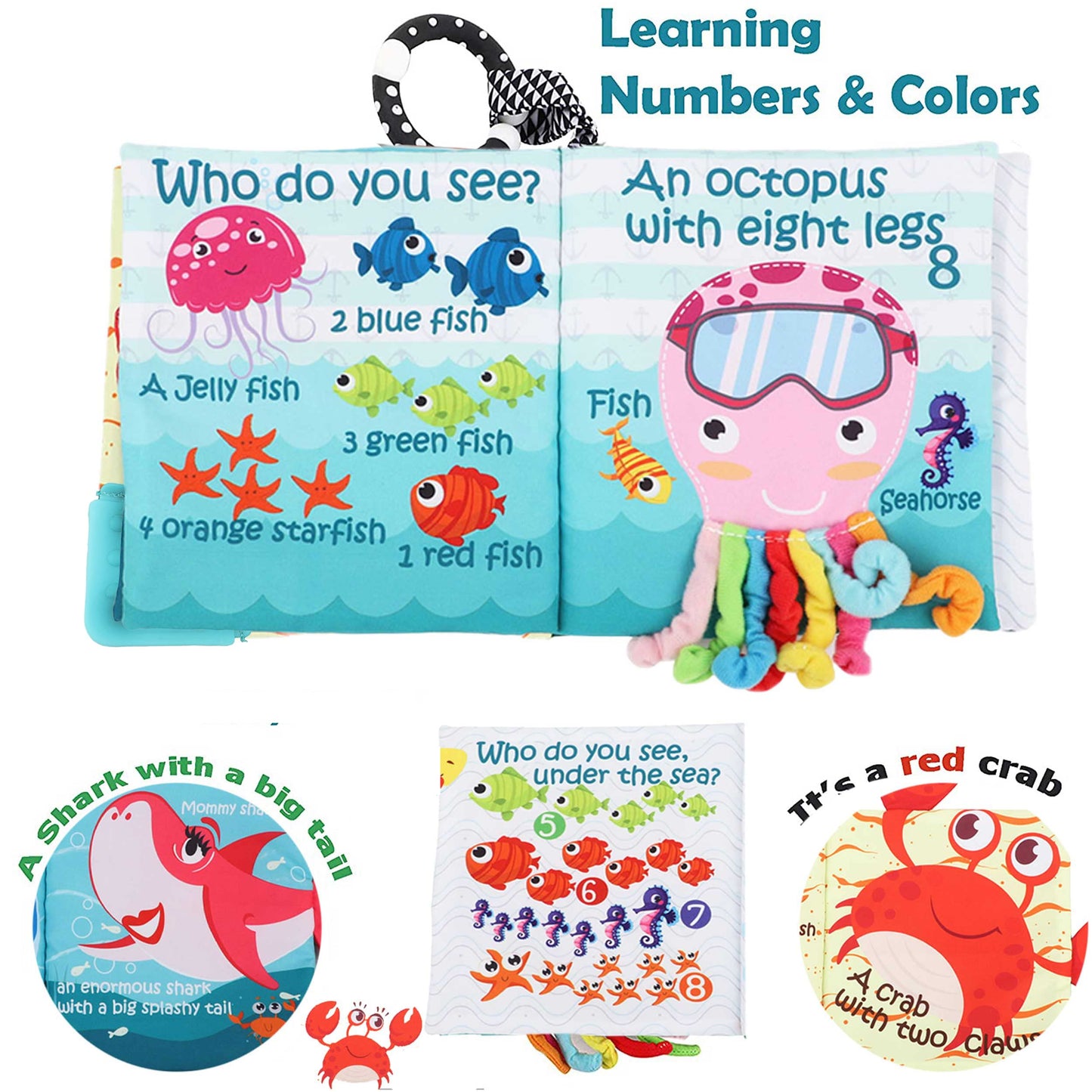 Fish Baby Crinkle Books & Owl Newborn Toys Infant Toys for Babies Infants 0-6, 6-12 & 12-18 Months, Books for 1 Year Old