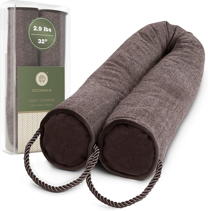 Heavy Duty Under Door Draft Stopper and Noise Blocker, Sound Proof Under Door Draft Guard for Doors and Windows, Provides Air Insulation and Weather Stripping for Doors (Brown, 32 Inches)