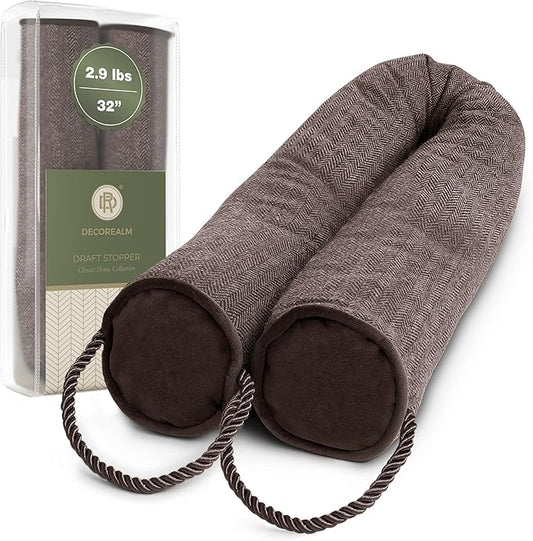 Heavy Duty Under Door Draft Stopper and Noise Blocker, Sound Proof Under Door Draft Guard for Doors and Windows, Provides Air Insulation and Weather Stripping for Doors (Brown, 32 Inches)