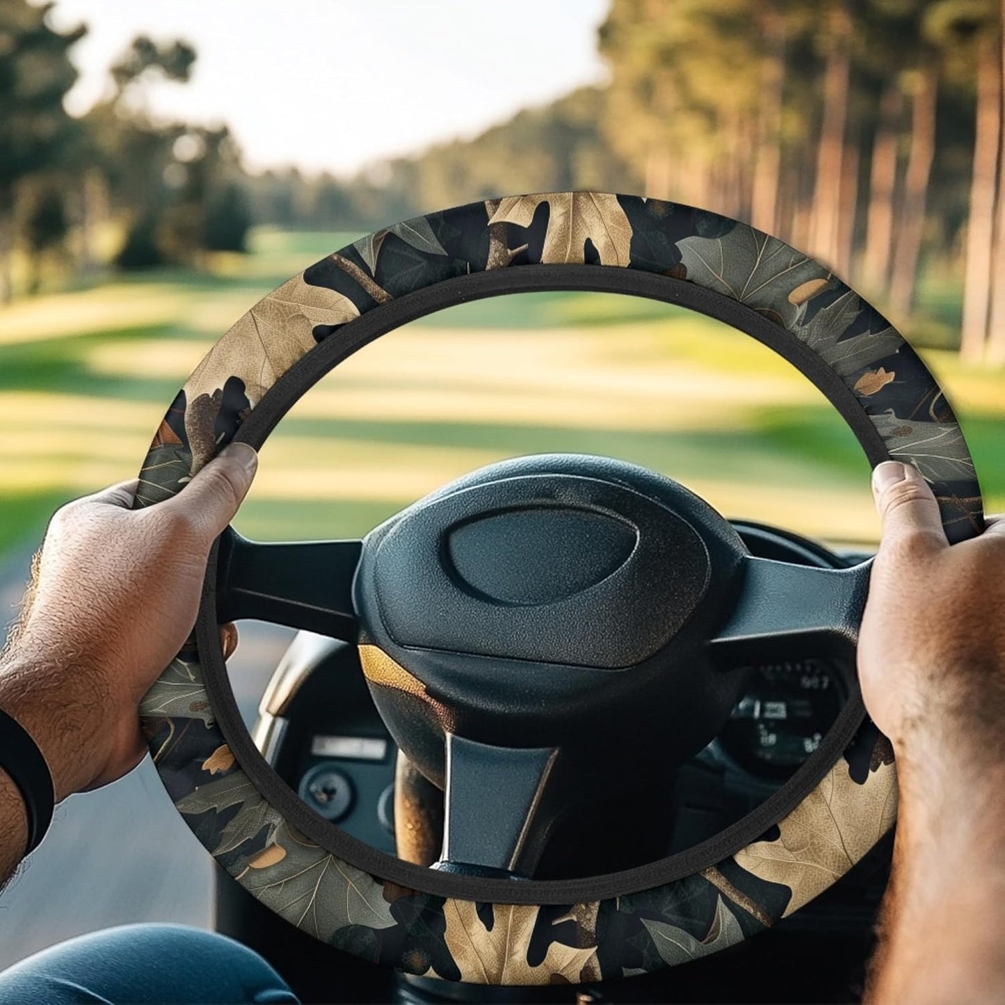 Camo Hunting Golf Cart Steering Wheel Cover 13 Inch - 14 Inch Golf Cart Steering Wheel Covers Camo Oak Hunting Wood Sun Shade Cover Protector Golf Cart Accessories