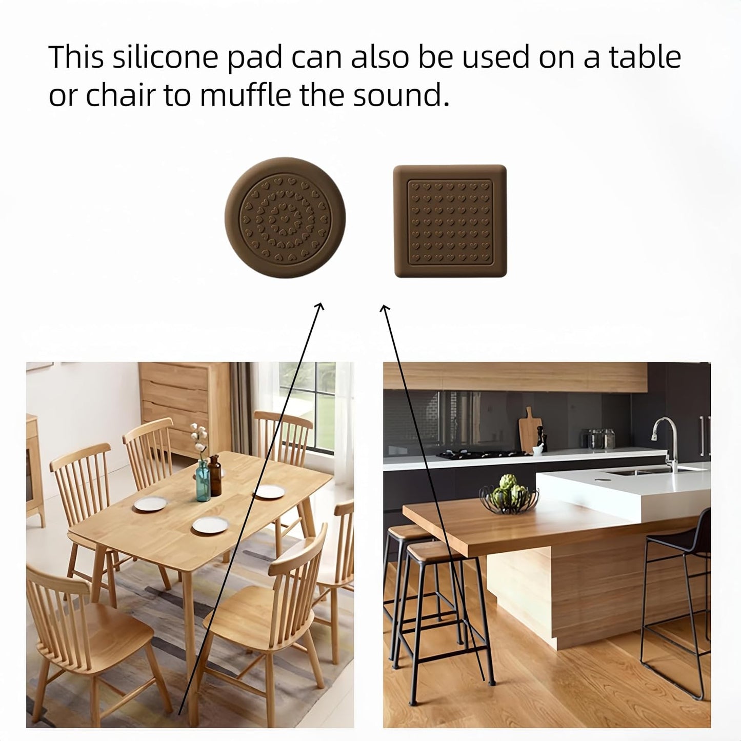 8 Pack Anti-Slip Cutting Board Stabilizer Pads Cutting Board Feet, Self-Adhesive Waterproof Rubber Feet for Furniture, Non-Marking Grips for Chopping Blocks, Shock-Absorbent, Noise Reducing (Round)