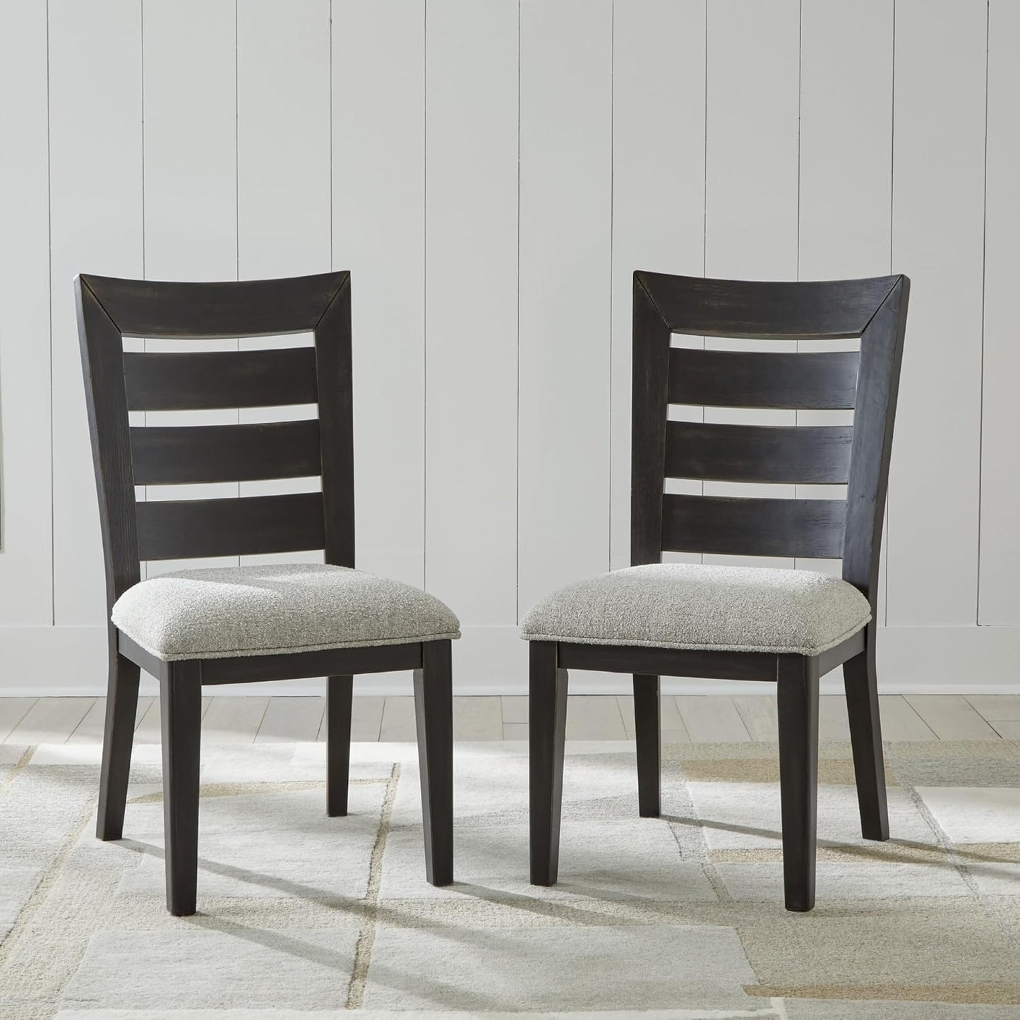 Signature Design by Ashley Galliden Urban Armless Upholstered Dining Chair, Set of 2, Black & Light Gray