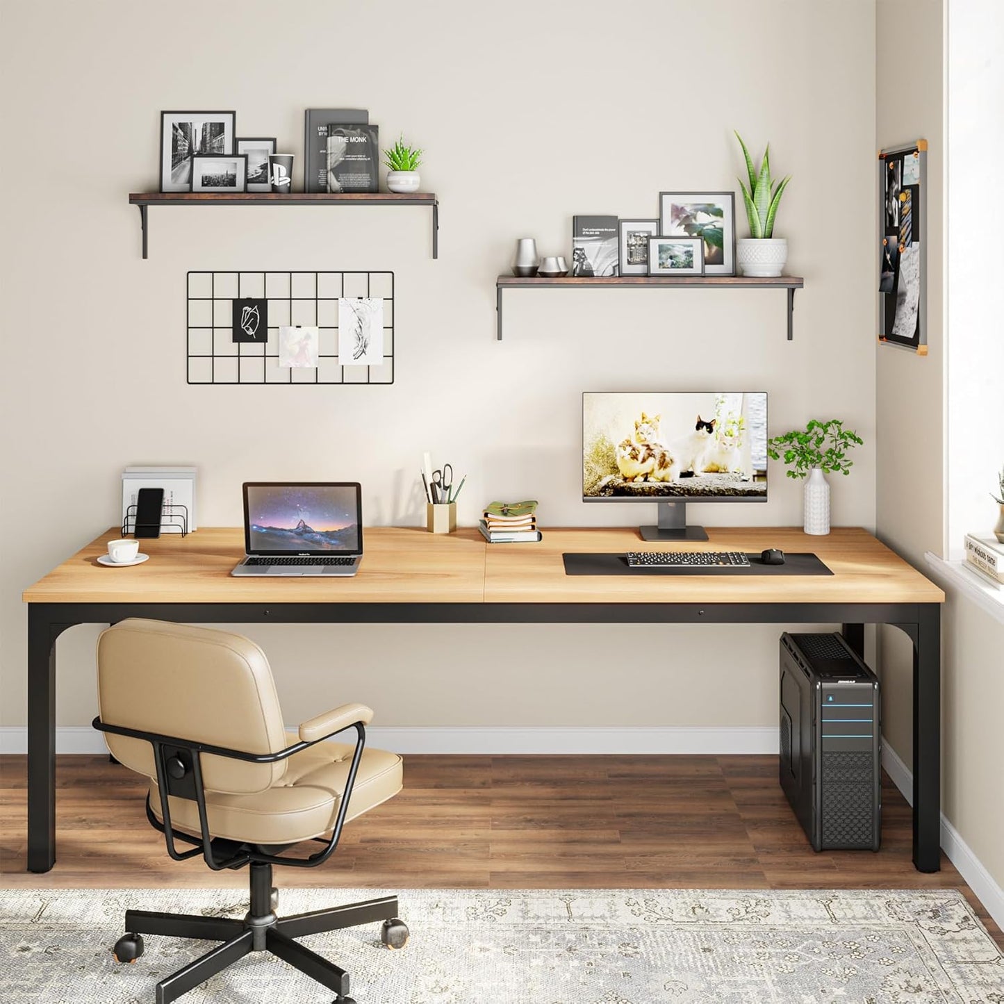 Tribesigns 78.7 Inches Extra Long Computer Desk 2 Person Desk, Double Long Desk, Workstaion for Home Office