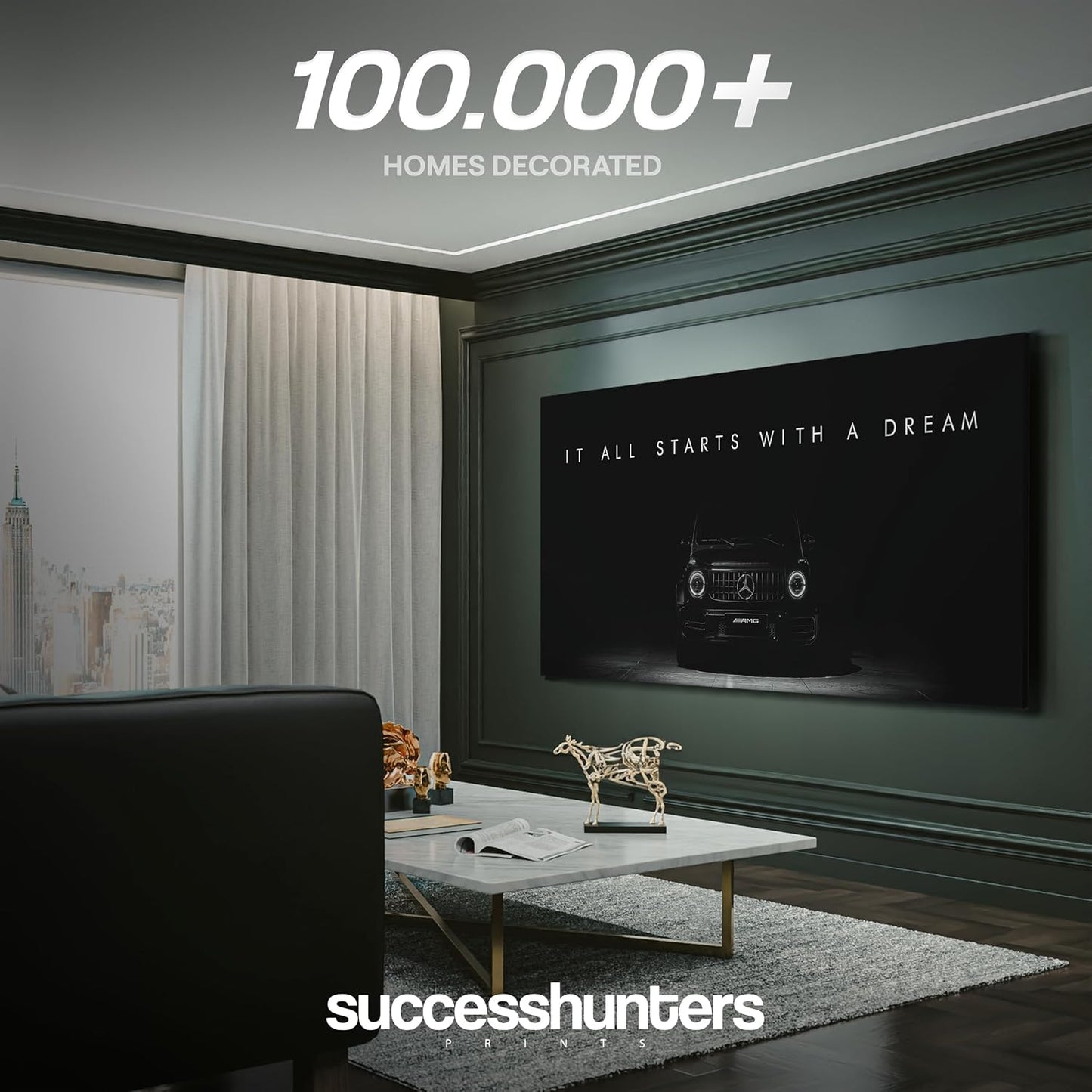 Motivational Wall Art for Office, Super Car Art Canvas, Inspirational Automotive Decor for Mercedes Benz G Class Sportscar Lovers, Motivational Wall Decor for Office and Home Car Poster (15" x 30" in)