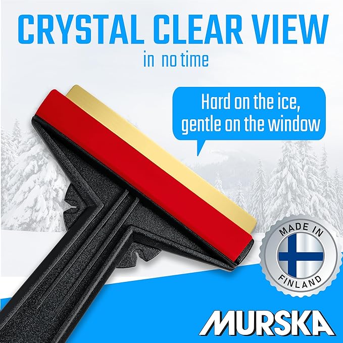 Car Ice Scraper Brass Blade - Fast, Effortless, efficient & Easy - Brass Ice Scrapers for Car Windshield Ice Scraper - Brass Ice Scraper for Car - Original Murska from Europe - Winter A054 Black Red