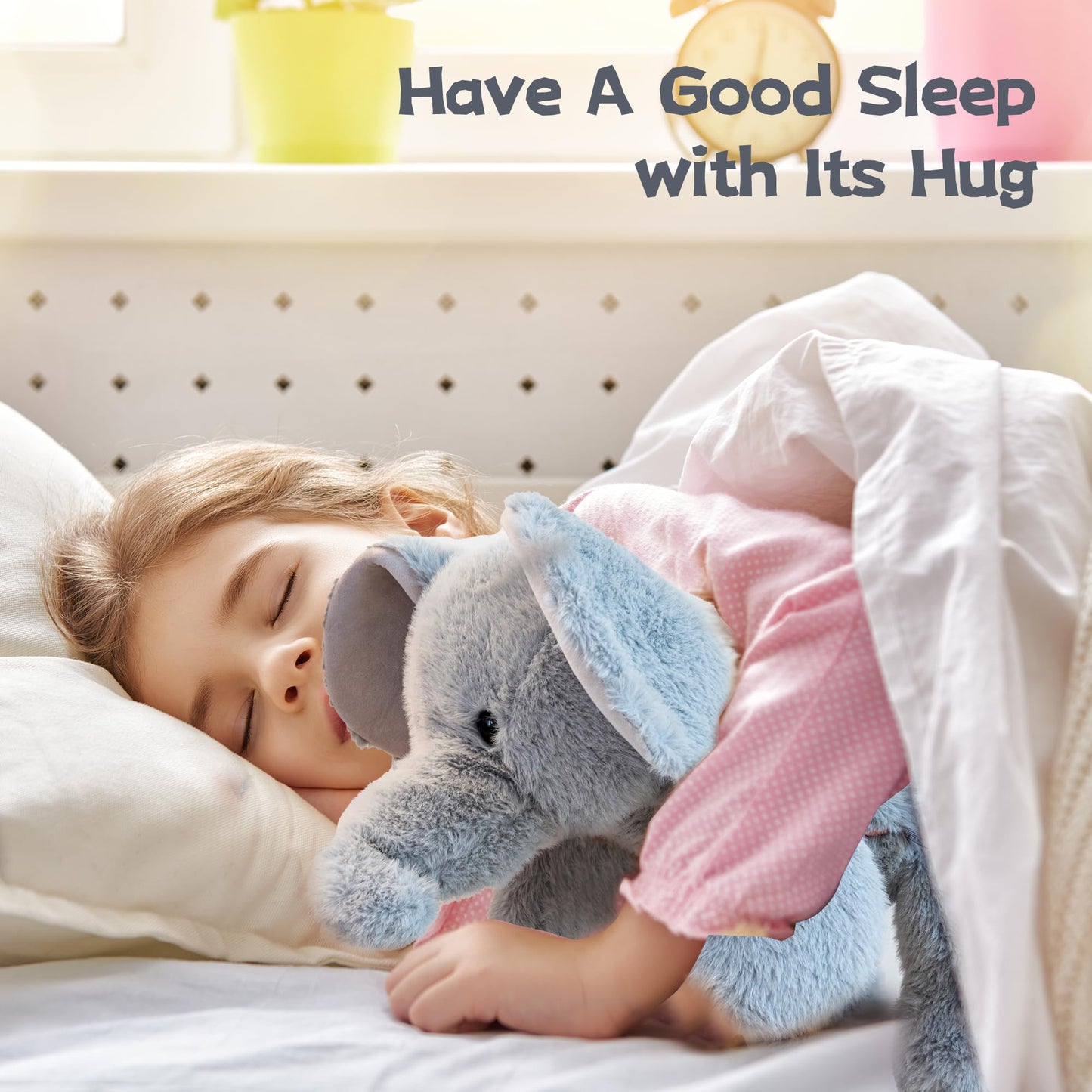 Gudisi 5 Pounds Weighted Elephant Stuffed Animals 23.6Inch Large Weighted Elephant Plush,Huggable Companion for Kids & Adults, Gift for Thanksgiving, Christmas and Birthday.