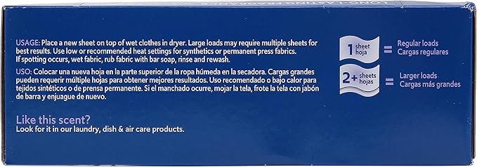Clorox Fraganzia Fabric Softener Dryer Sheets, Lavender Scent - Wrinkle Reducing Scented Softening Laundry Sheets for Great Smelling Clothes, 105 Count - 6 Pack