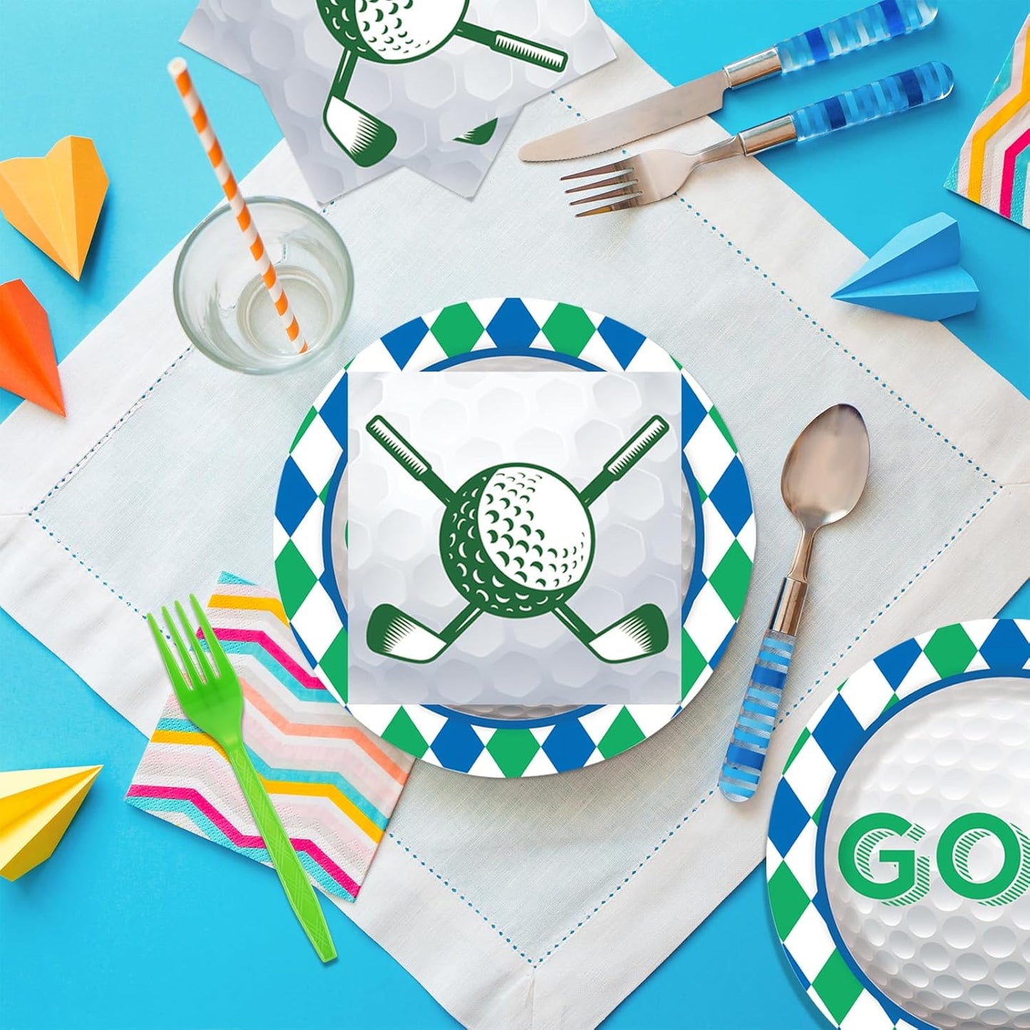 40PCS Golf Paper Plates and Napkins Party Supplies, Disposable Golf Ball Party Plates and Napkins Tableware Set for Golf Birthday Party Decorations Serves 20 Guests (Golf)