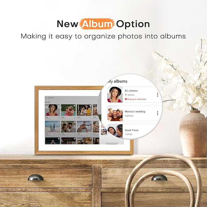 Digital Picture Frame Frameo, 10.1 Inch Digital Photo Frame WiFi, Electric Slideshow Frame 1280 * 800IPS Touch Screen, Auto-Rotate, Share Videos Pictures, 32GB Memory, Gifts for Mom